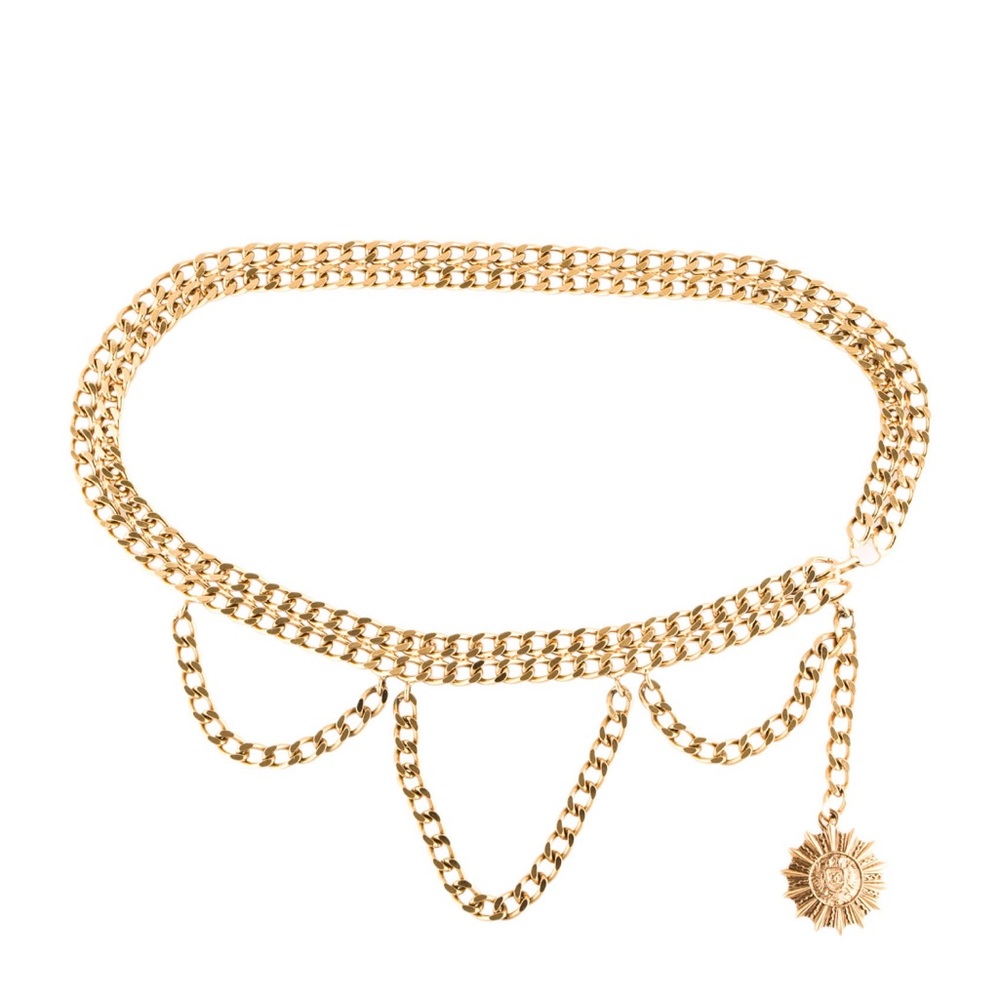 Chanel gold crest chain belt
